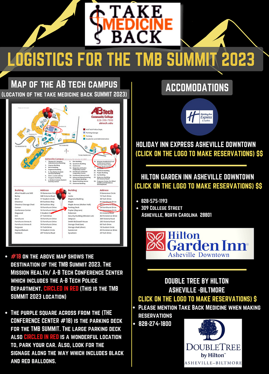 Logistics Accomodations for The Take Medicine Back Summit 2023-2